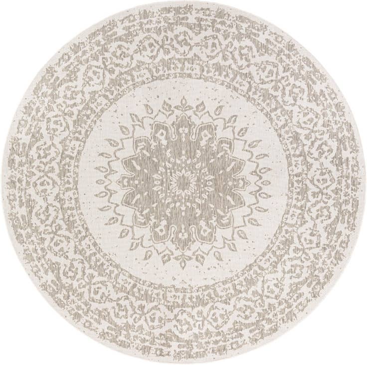 Detail image of 10' x 10' Easy-Clean Traditional Indoor / Outdoor Round Rug