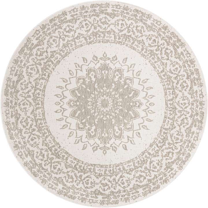 12' x 12' Easy-Clean Traditional Indoor / Outdoor Round Rug