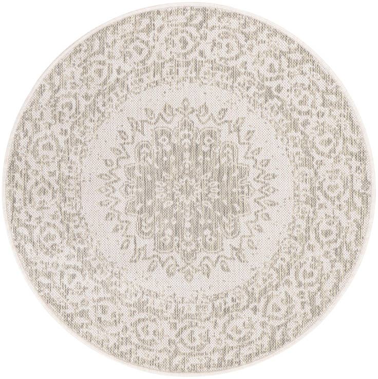 Detail image of 3' x 3' Easy-Clean Traditional Indoor / Outdoor Round Rug