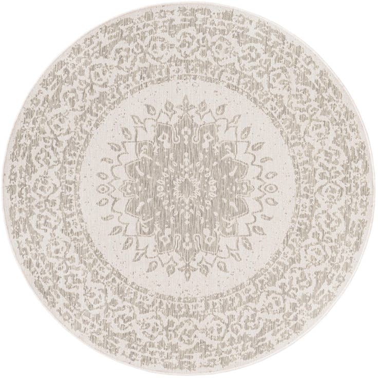 Detail image of 6' x 6' Easy-Clean Traditional Indoor / Outdoor Round Rug