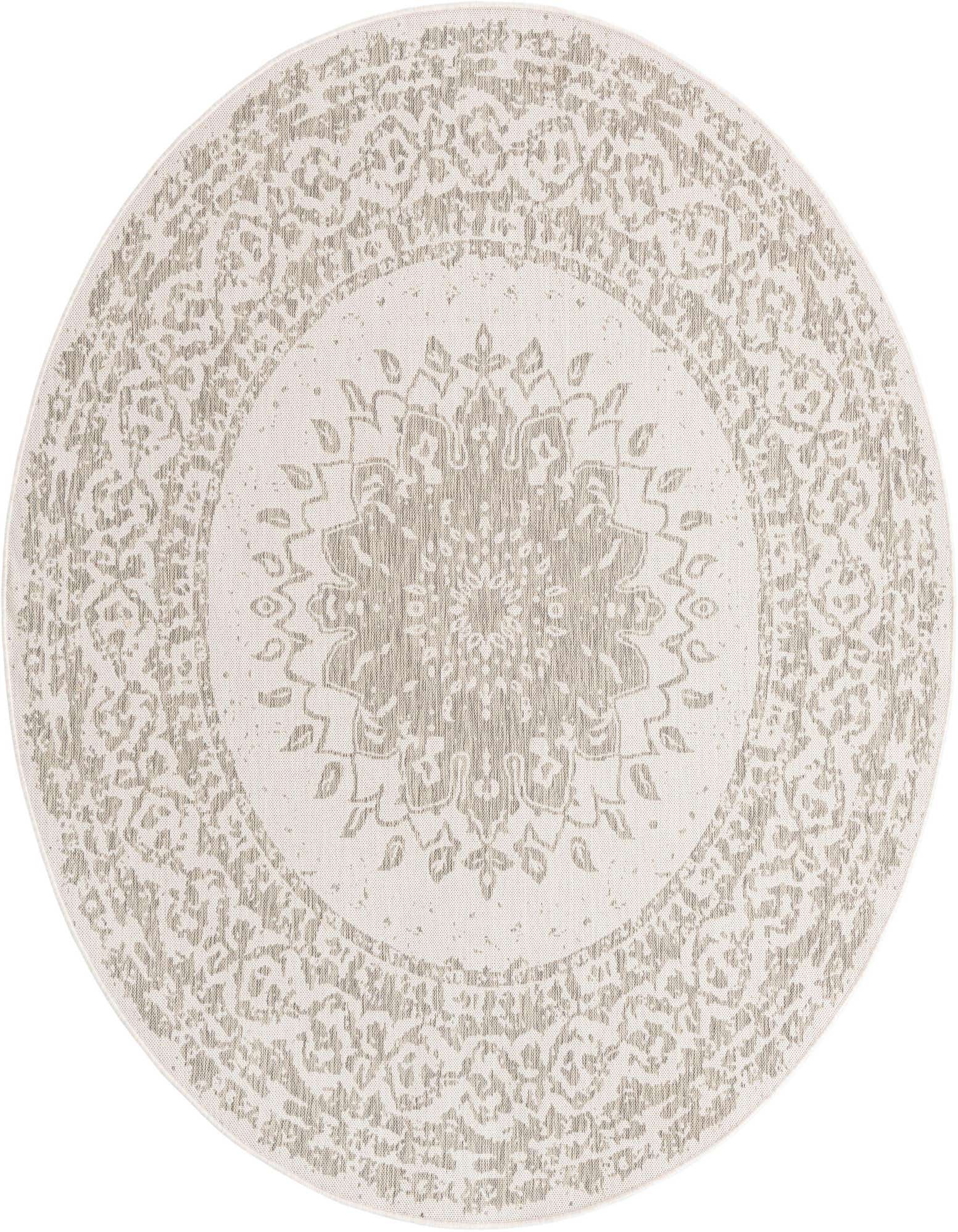 7' 10 x 7' 10 Easy-Clean Traditional Indoor / Outdoor Round Rug