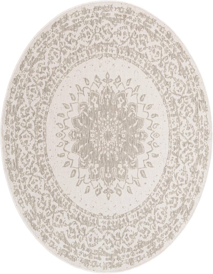 Detail image of 7' 10 x 7' 10 Easy-Clean Traditional Indoor / Outdoor Round Rug