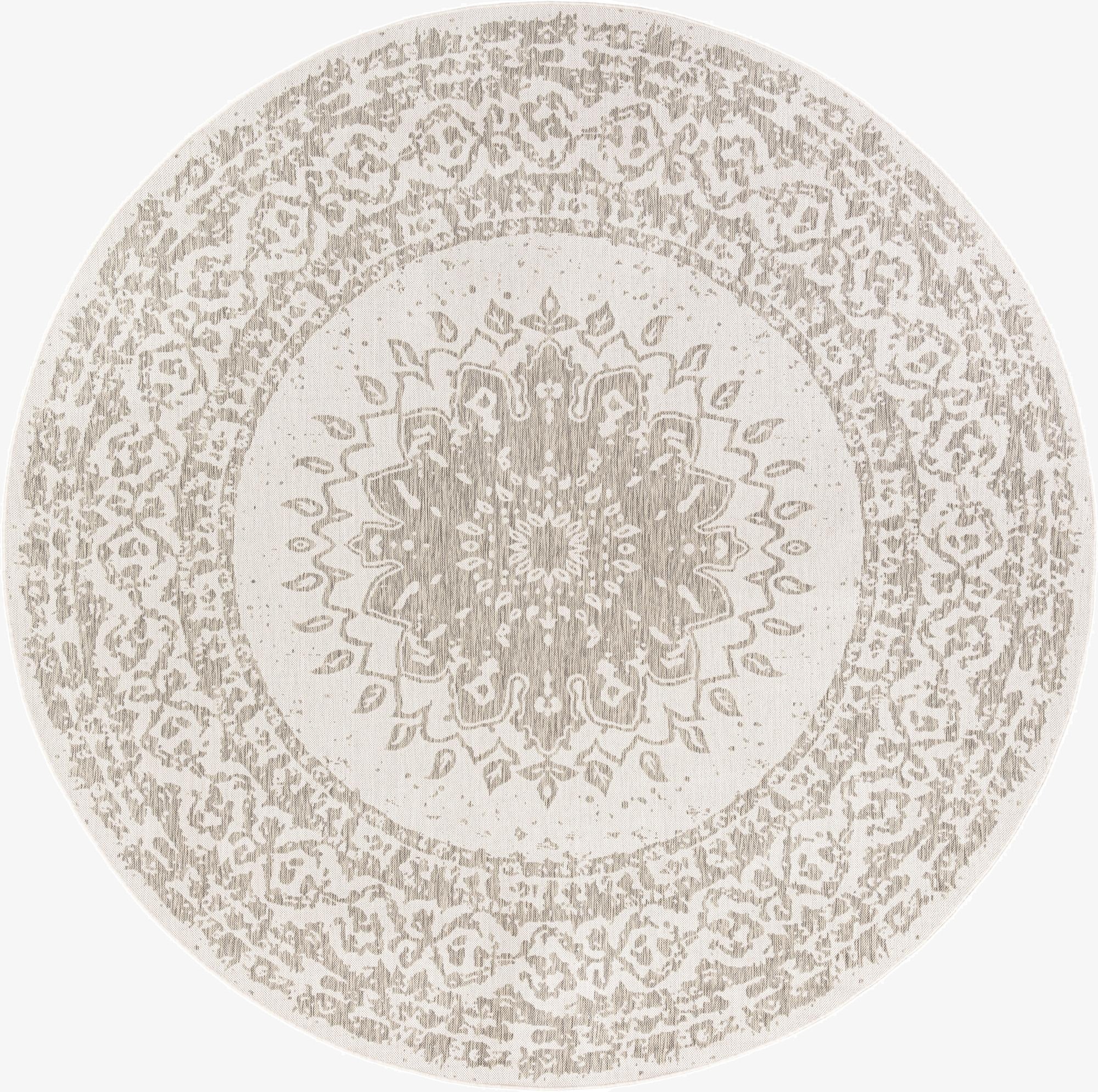 10' x 10'  Washable Traditional Indoor / Outdoor Round Rug
