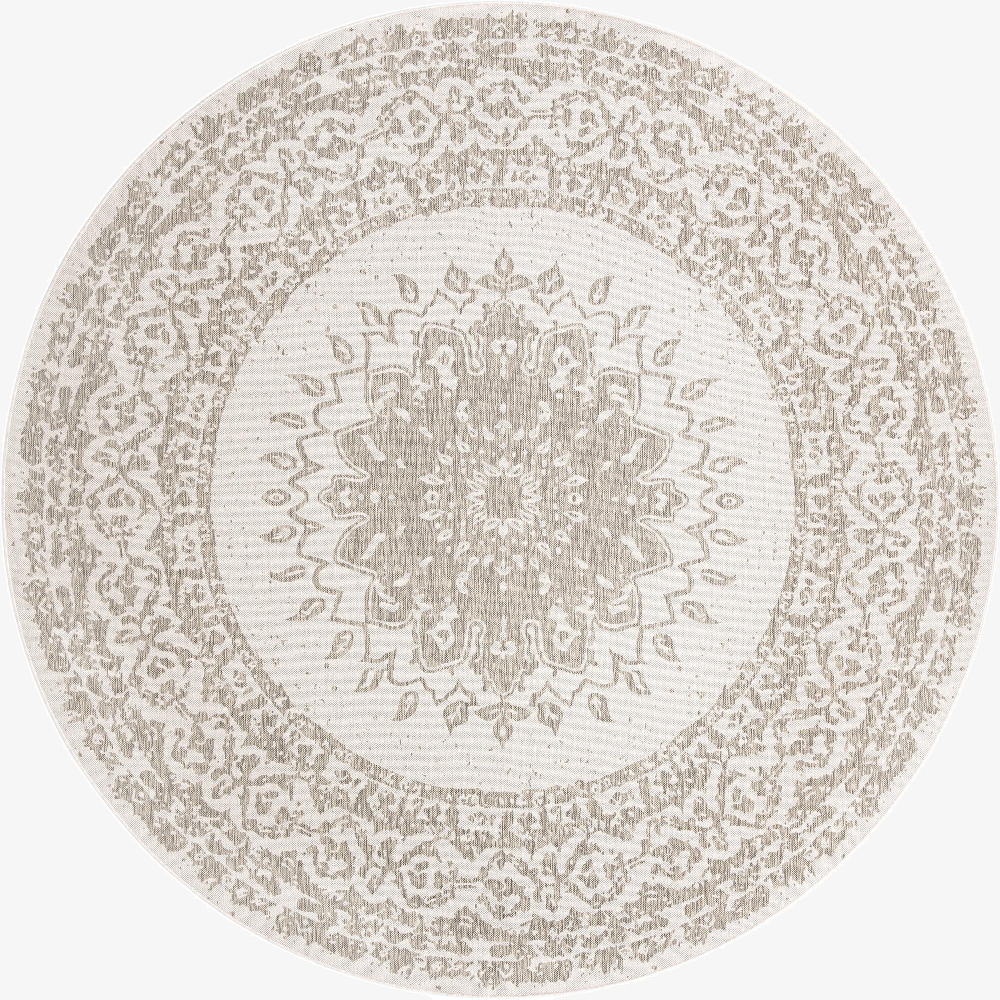 12' x 12'  Washable Traditional Indoor / Outdoor Round Rug