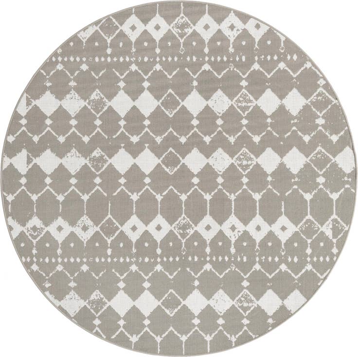 Detail image of 7' x 7' Easy-Clean Trellis Indoor / Outdoor Round Rug