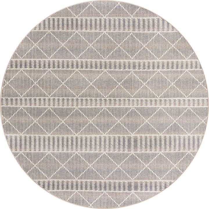 7' 10 x 7' 10 Easy-Clean Trellis Indoor / Outdoor Round Rug