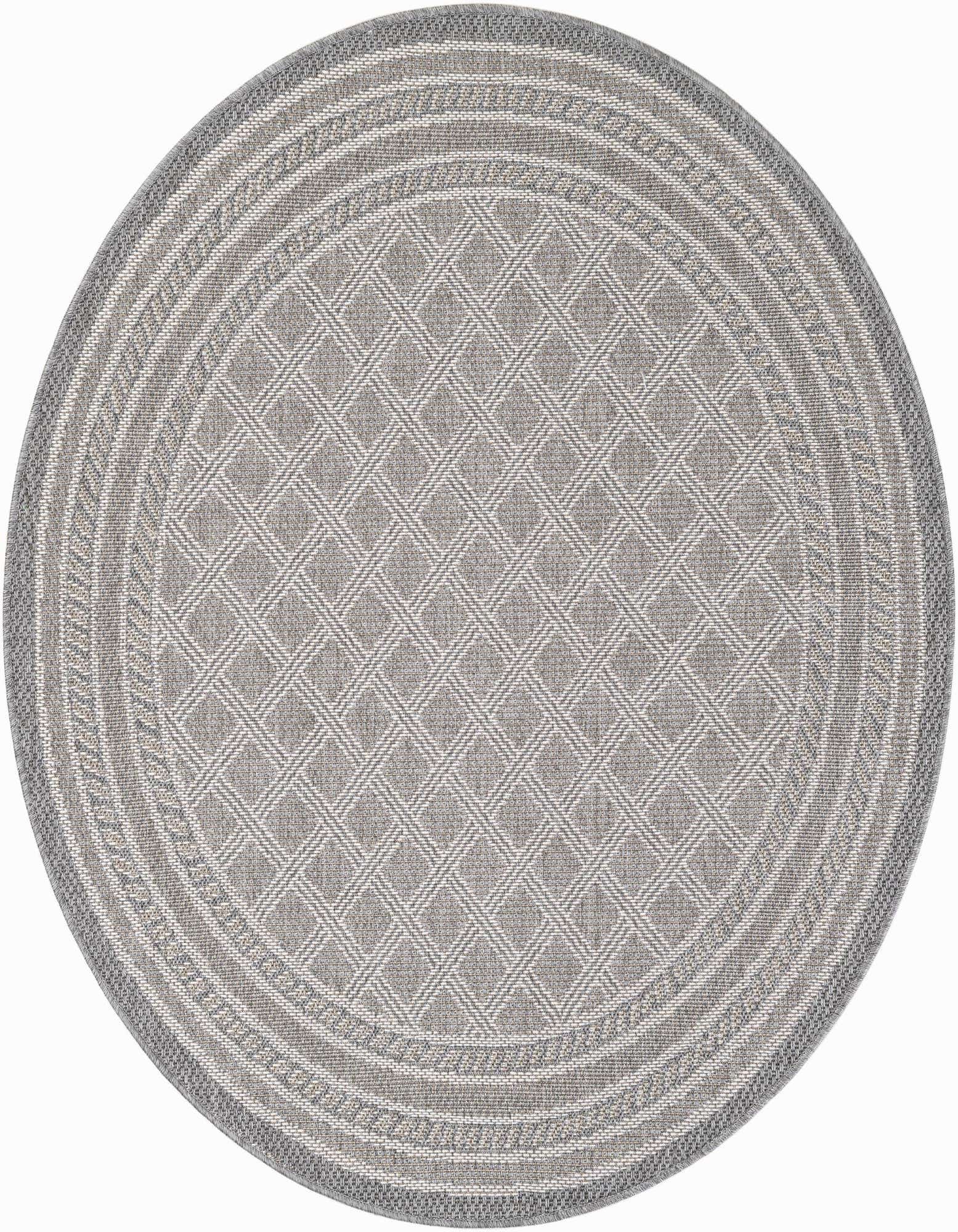 5' 1 x 5' 1 Easy-Clean Trellis Indoor / Outdoor Round Rug