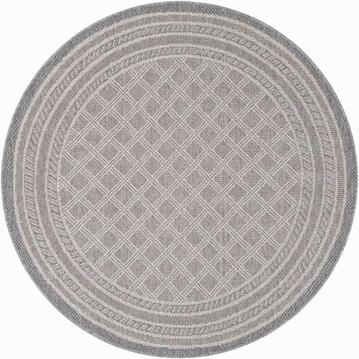 5' 1 x 5' 1 Easy-Clean Trellis Indoor / Outdoor Round Rug