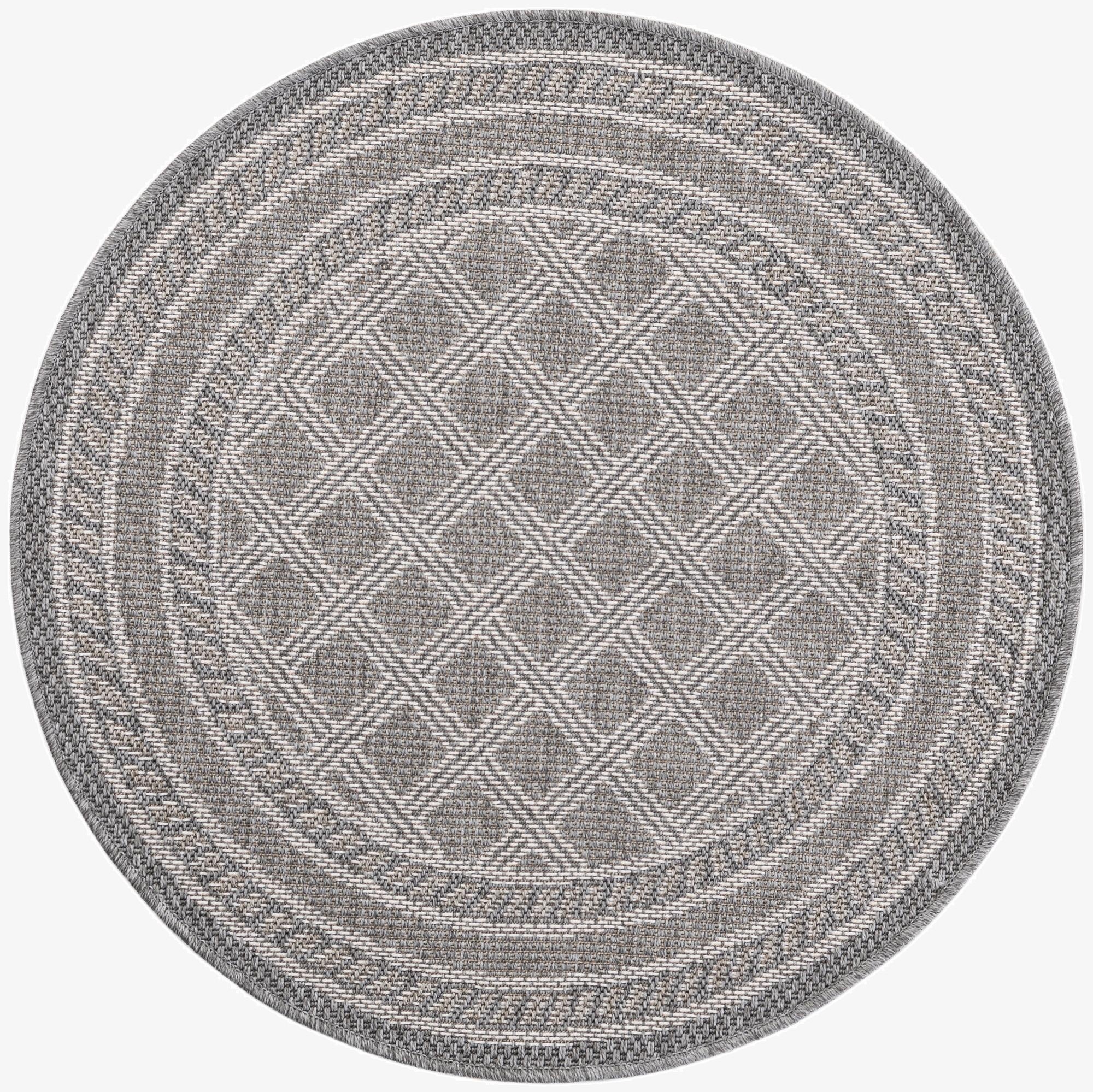 3' 3 x 3' 3  Washable Trellis Indoor / Outdoor Round Rug