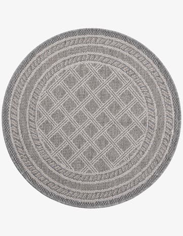 3' 3 x 3' 3 Easy-Clean Trellis Indoor / Outdoor Round Rug