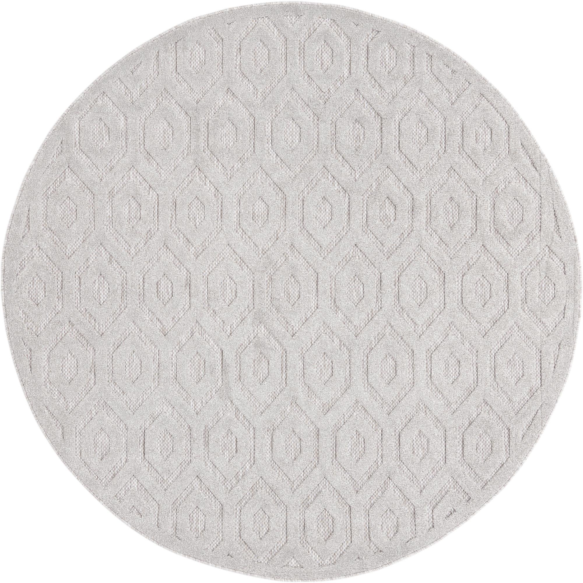 7' x 7' Easy-Clean Trellis Textured Indoor / Outdoor Round Rug