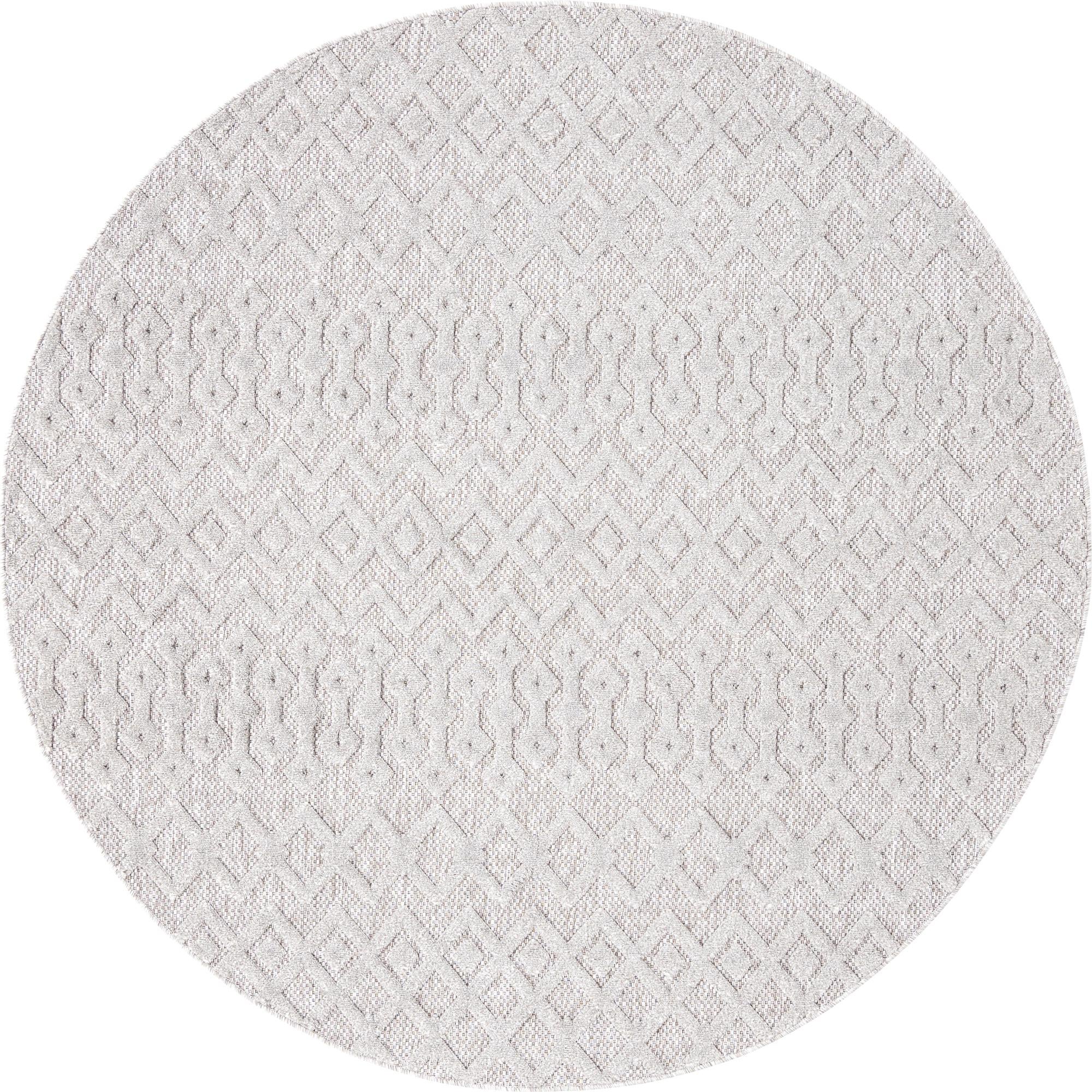 7' x 7' Easy-Clean Trellis Textured Indoor / Outdoor Round Rug
