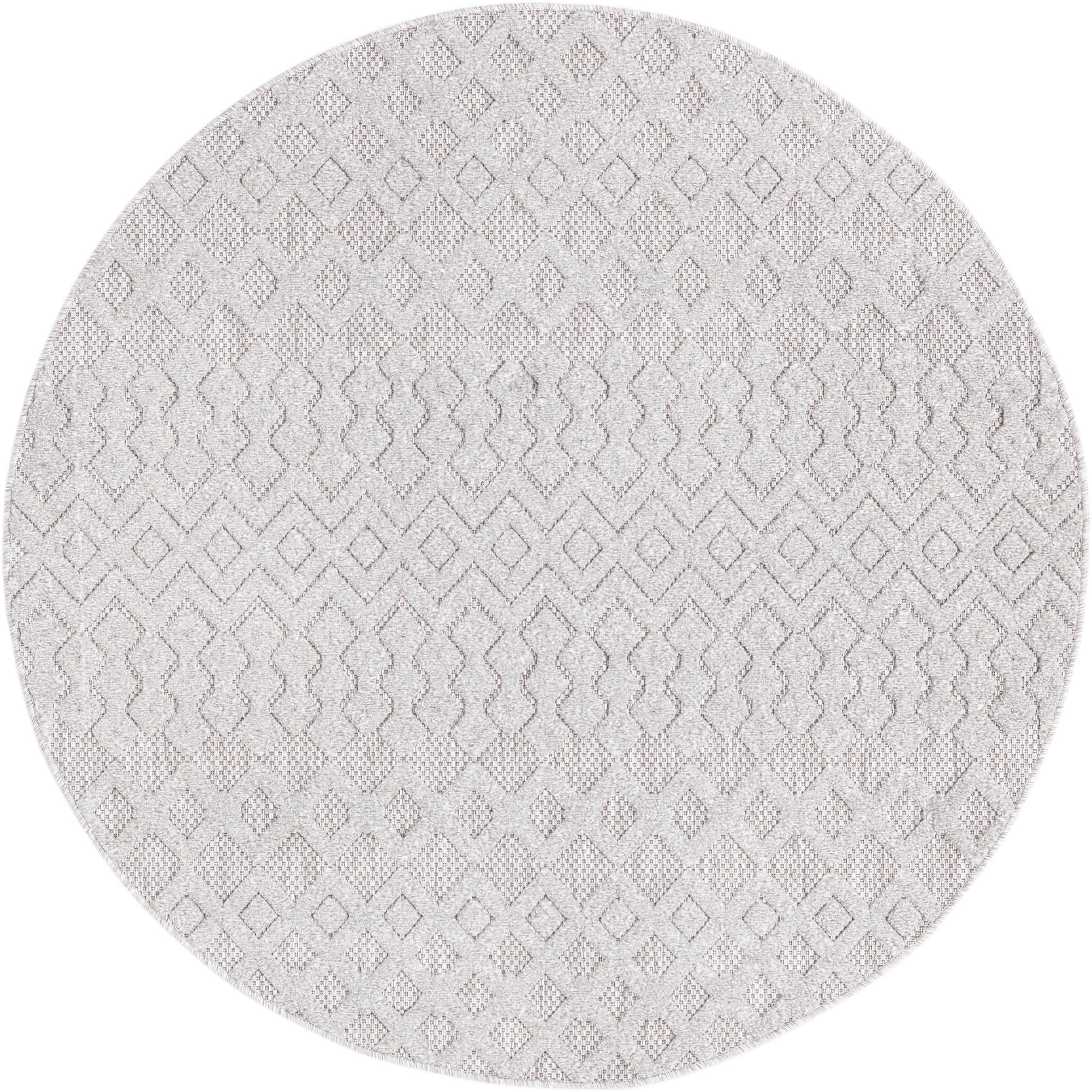5' 3 x 5' 3 Easy-Clean Trellis Textured Indoor / Outdoor Round Rug