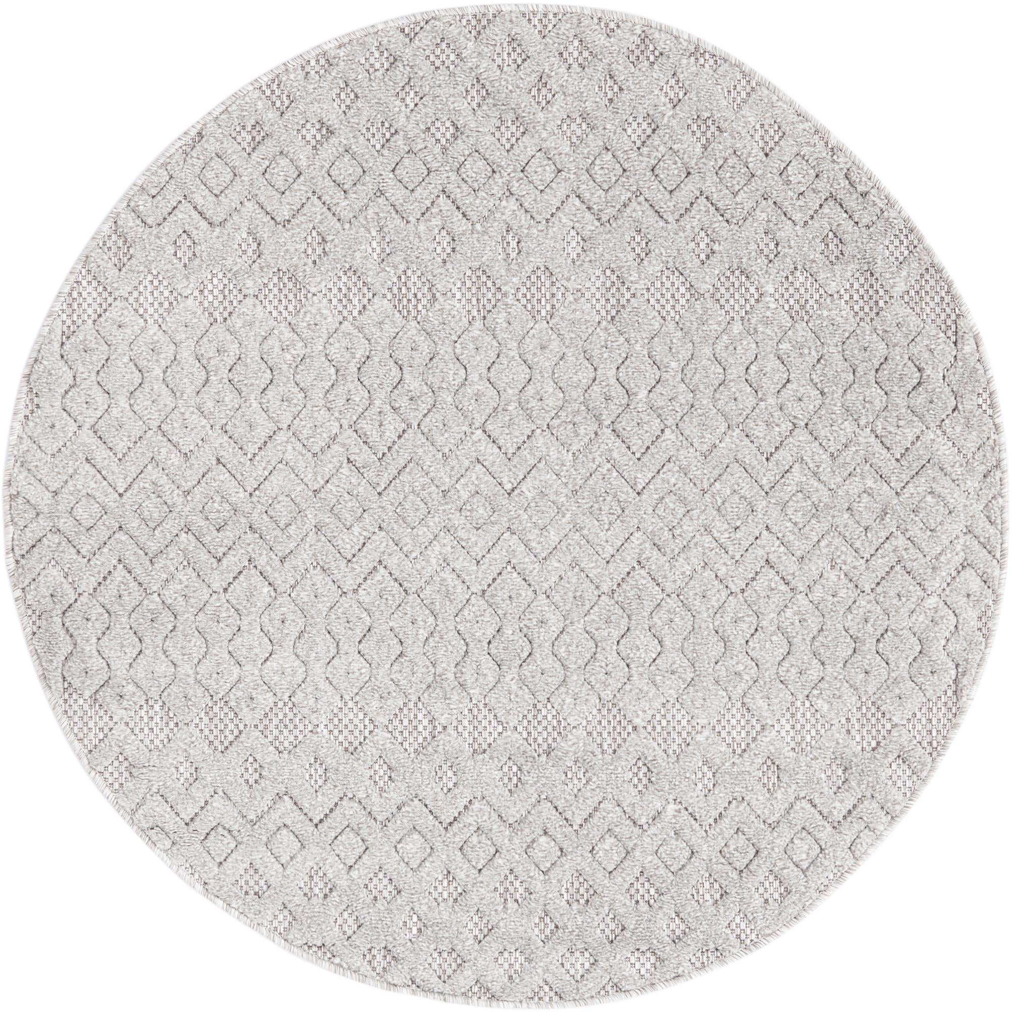 4' x 4' Easy-Clean Trellis Textured Indoor / Outdoor Round Rug