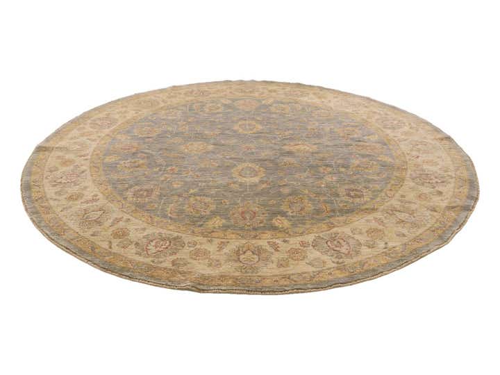 8' 1 x 8' 2 Hand Knotted Pershawar Ziegler Round Rug