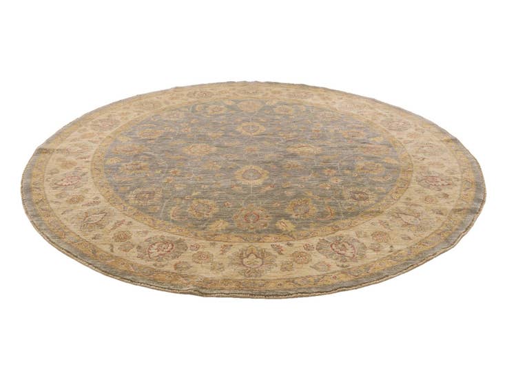 Detail image of 8' 1 x 8' 2 Hand Knotted Pershawar Ziegler Round Rug