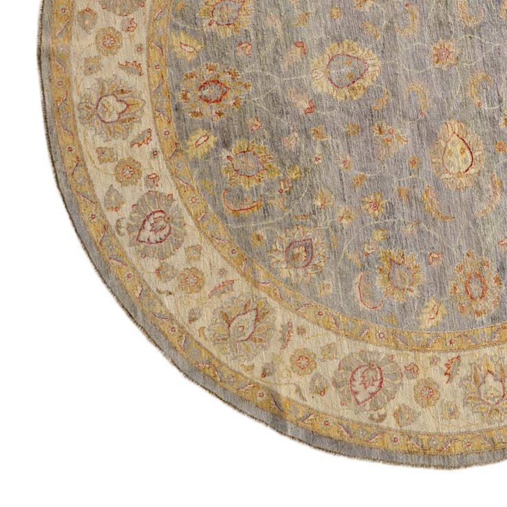 Detail image of 8' 1 x 8' 2 Hand Knotted Pershawar Ziegler Round Rug