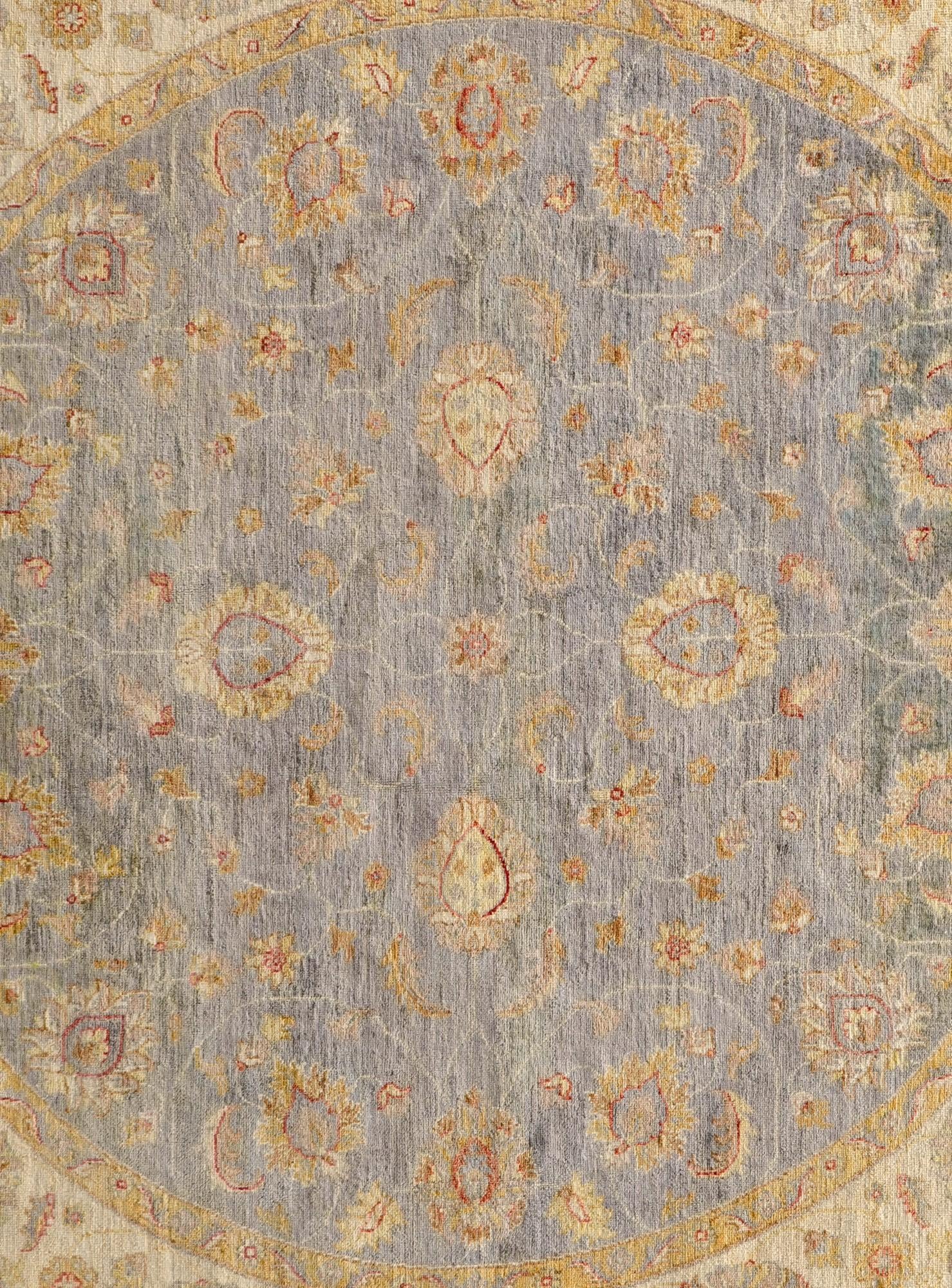 8' 1 x 8' 2 Hand Knotted Pershawar Ziegler Round Rug