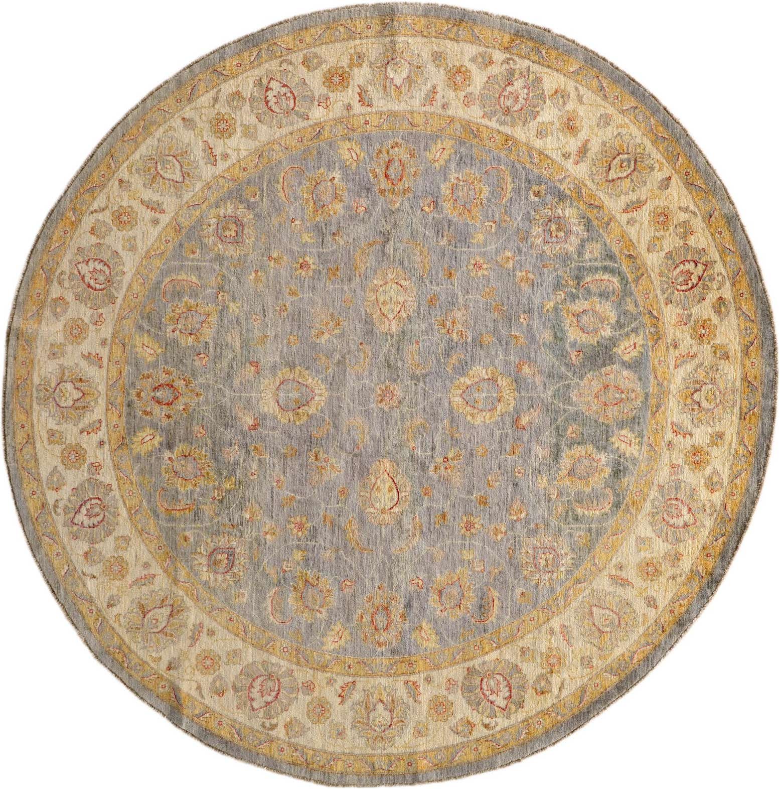 8' 1 x 8' 2 Hand Knotted Pershawar Ziegler Round Rug