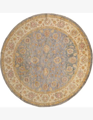 8' 1 x 8' 2 Hand Knotted Pershawar Ziegler Round Rug