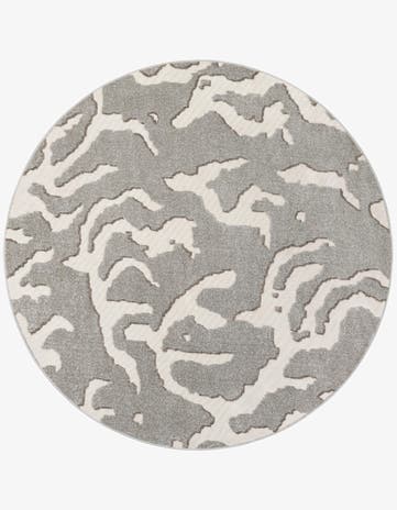 Gray Easy-Clean Sabrina Soto Indoor / Outdoor Round Rug