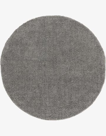 Gray Solid Frieze Round Rug