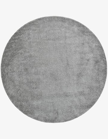 Gray Solid Frieze Round Rug