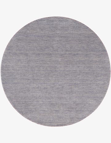 Gray Hand Knotted Solid Gabbeh Wool Round Rug