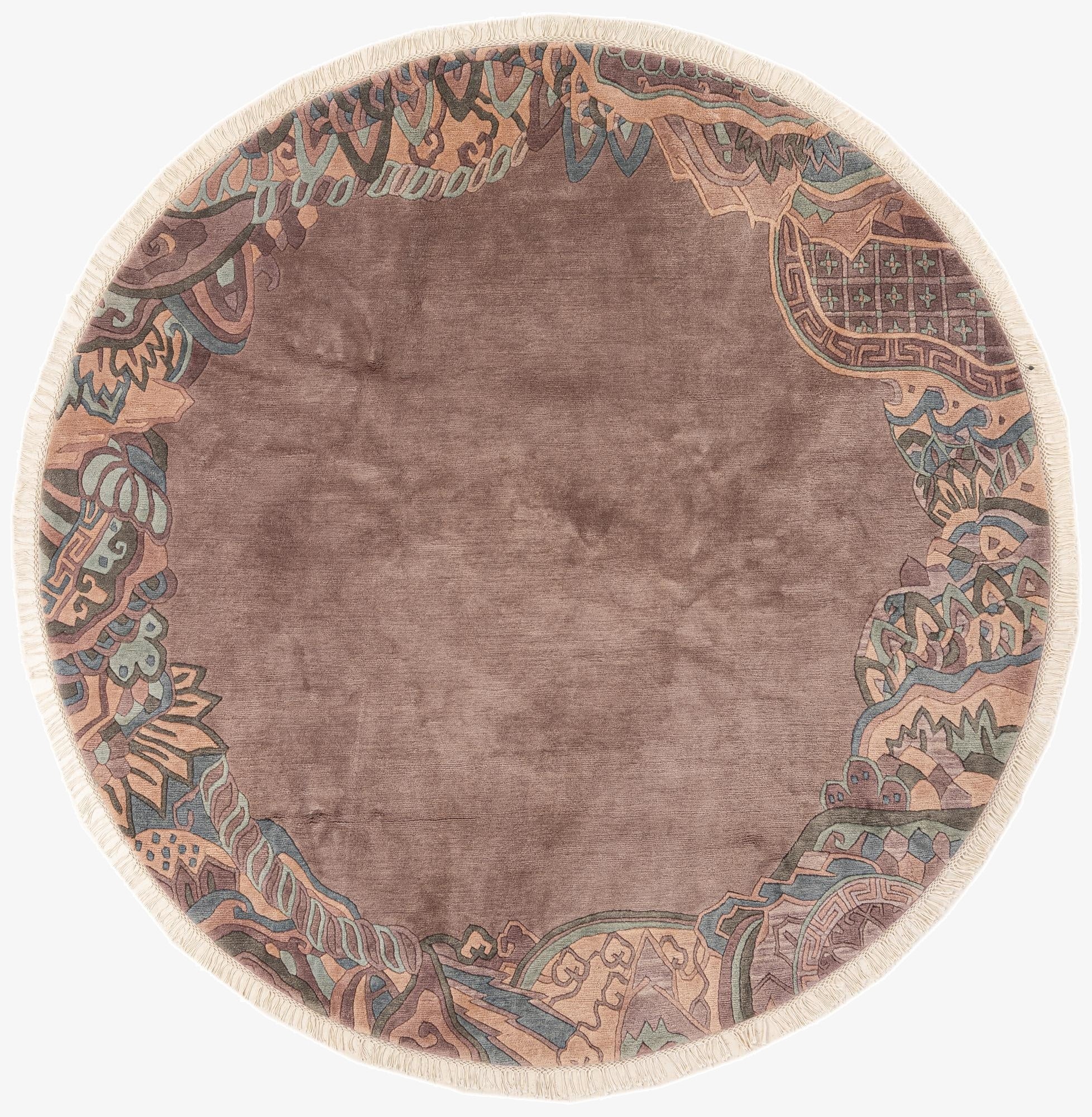 7' 8 x 7' 10  Hand Knotted Tibet Wool Round Rug