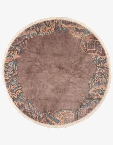 7' 8 x 7' 10 Hand Knotted Tibet Wool Round Rug
