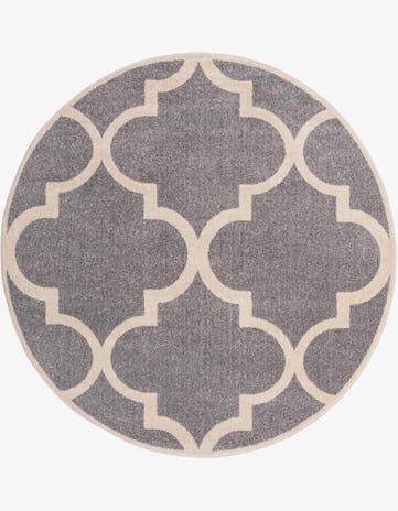 Gray Trellis Round Rug