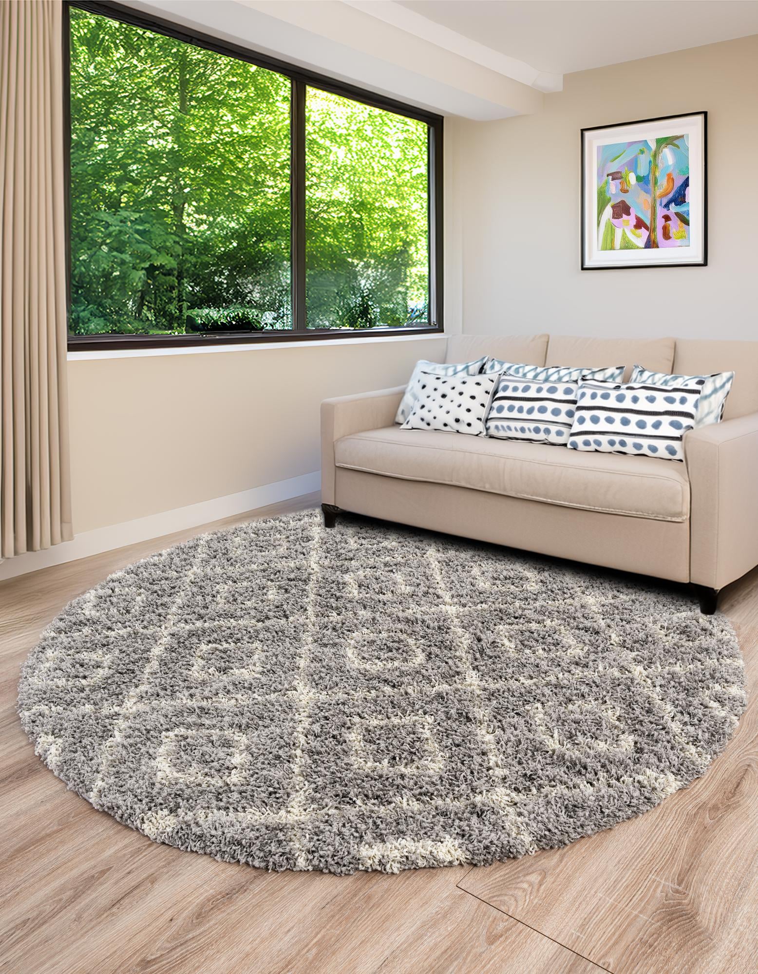3' 3 x 3' 3 Trellis Shag Round Rug