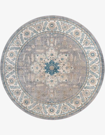 Gray Viola Round Rug