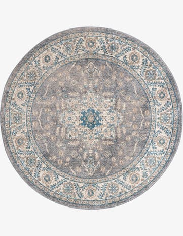 Gray Viola Round Rug