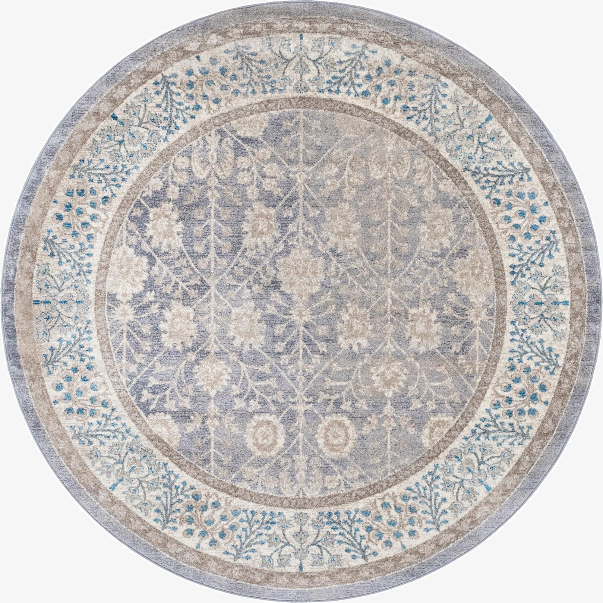 Gray Viola Round Rug