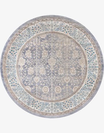 Gray Viola Round Rug
