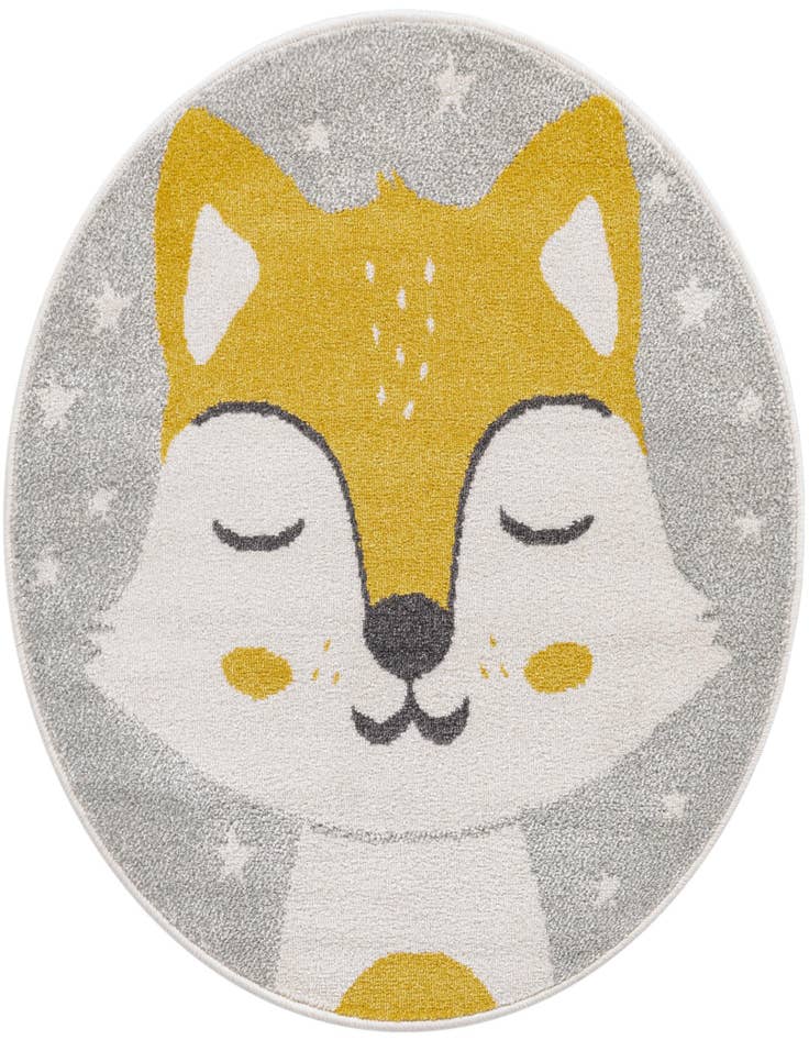 Detail image of 3' 3 x 3' 3 Fox Whimsy Kids Round Rug