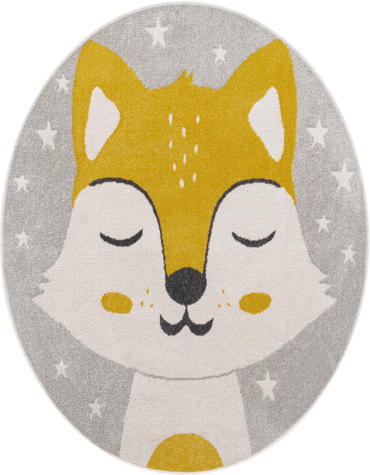 Detail image of 5' 3 x 5' 3 Fox Whimsy Kids Round Rug