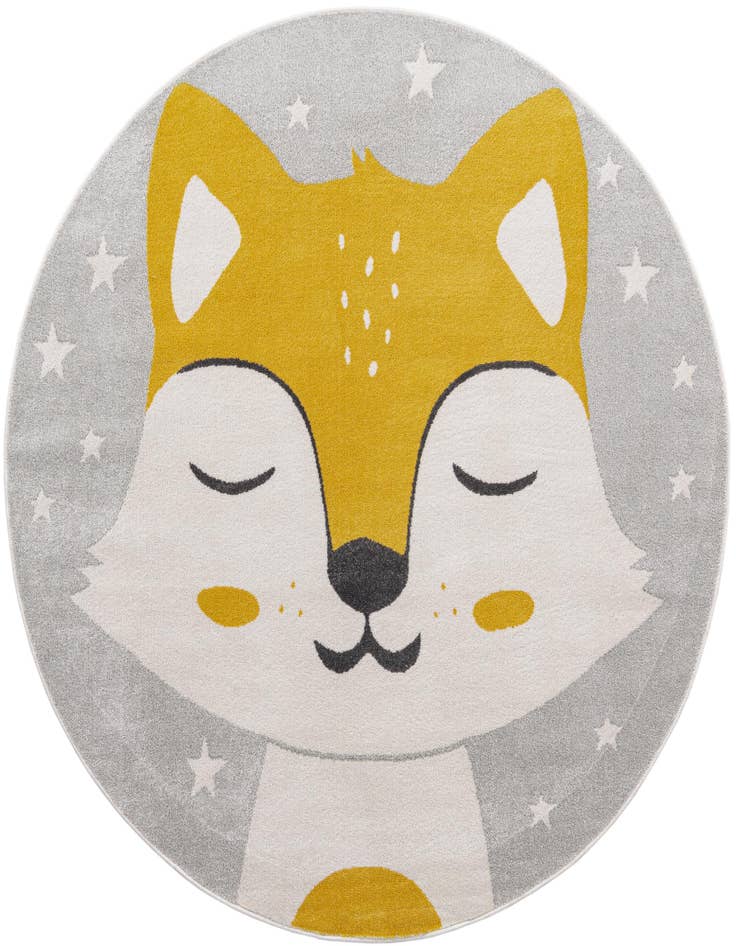Detail image of 7' 10 x 7' 10 Fox Whimsy Kids Round Rug