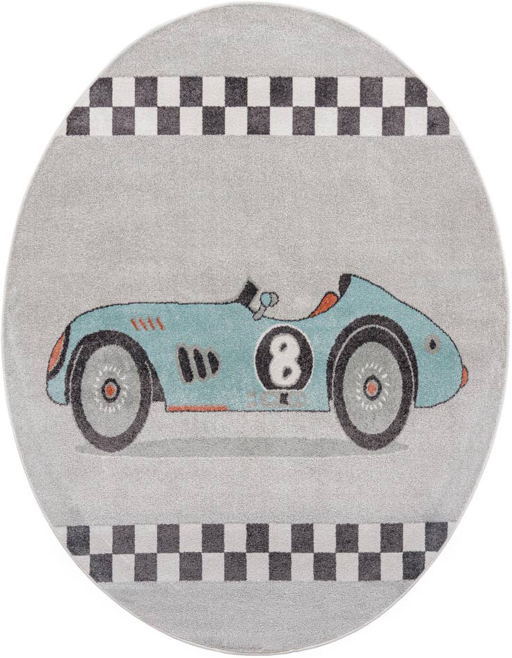 Detail image of 7' 10 x 7' 10 Racecar Whimsy Kids Round Rug