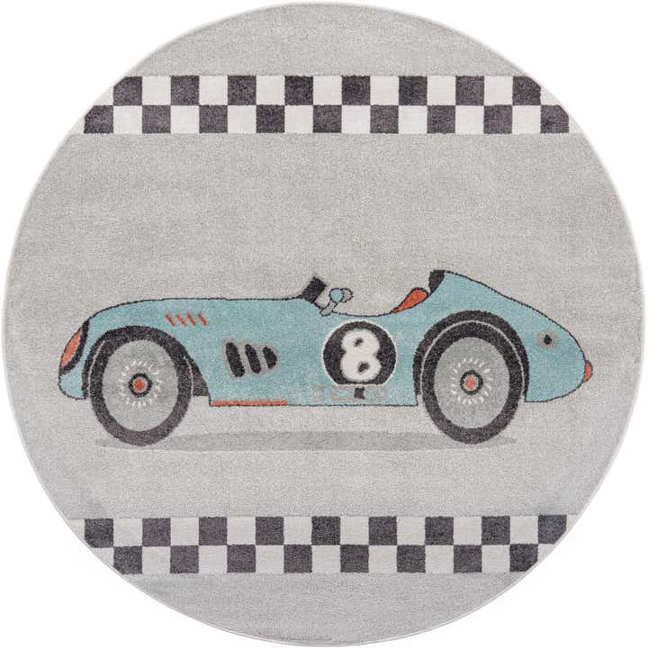 240cm x 240cm Racecar Whimsy Kids Rund Teppich