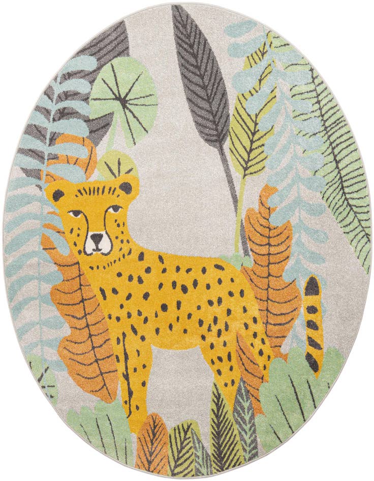 Detail image of 7' 10 x 7' 10 Leopard Whimsy Kids Round Rug