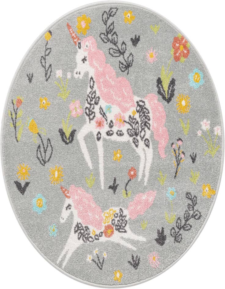 Detail image of 3' 3 x 3' 3 Unicorns Whimsy Kids Round Rug