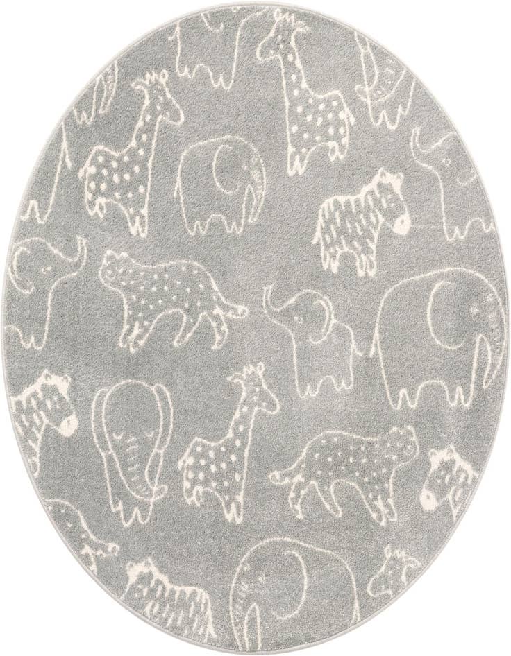 Detail image of 5' 3 x 5' 3 Animals Whimsy Kids Round Rug