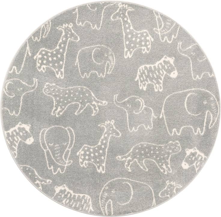 Detail image of 5' 3 x 5' 3 Animals Whimsy Kids Round Rug