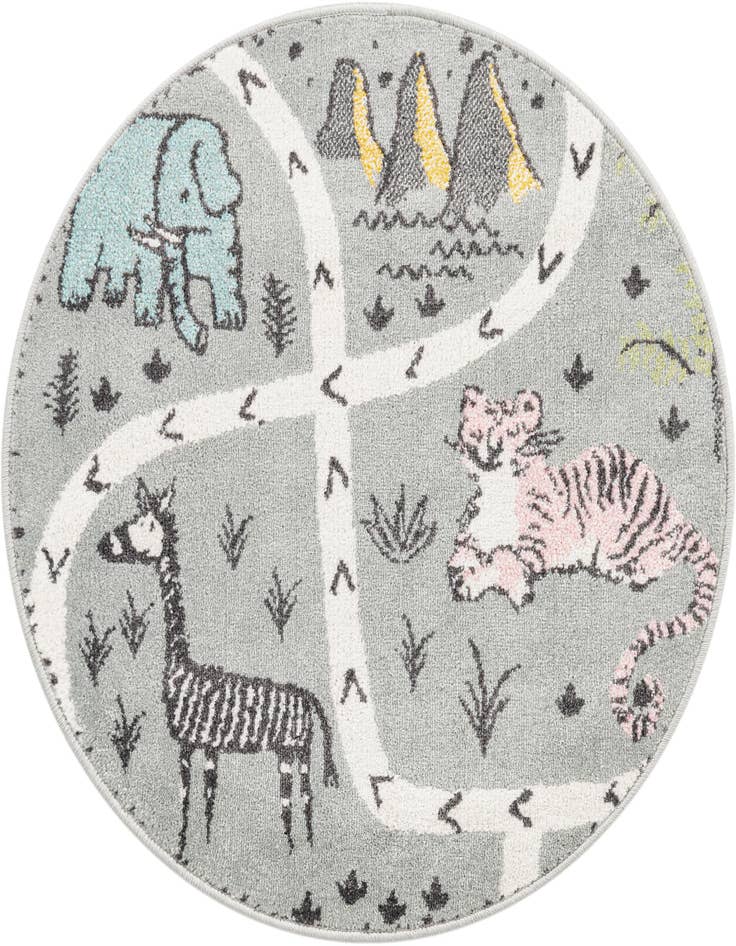 Detail image of 3' 3 x 3' 3 Animals Whimsy Kids Round Rug