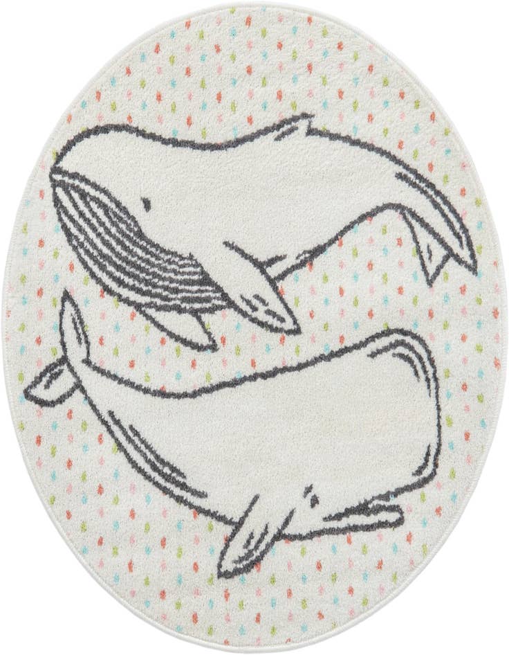 Detail image of 3' 3 x 3' 3 Whale Whimsy Kids Round Rug