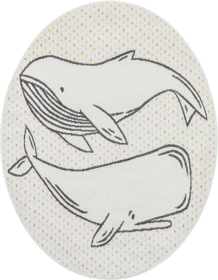 Detail image of 5' 3 x 5' 3 Whale Whimsy Kids Round Rug