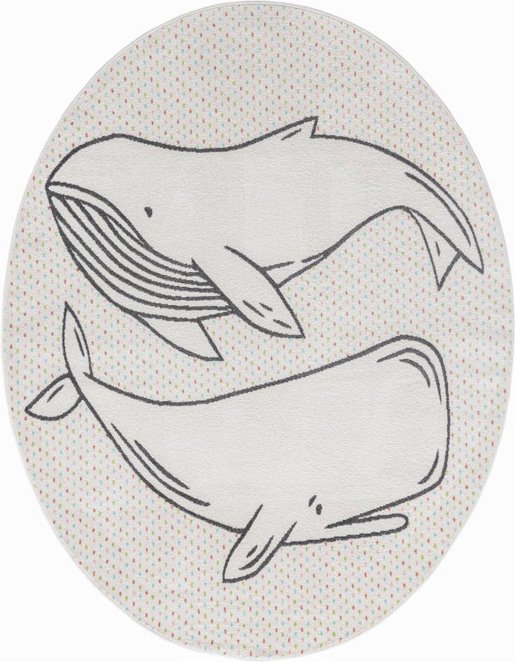 Detail image of 7' 10 x 7' 10 Whale Whimsy Kids Round Rug