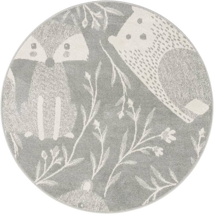 Detail image of 5' 3 x 5' 3 Animals Whimsy Kids Round Rug